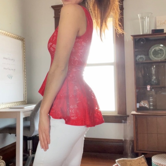 leyva's Tops - Red Lace Tank Top